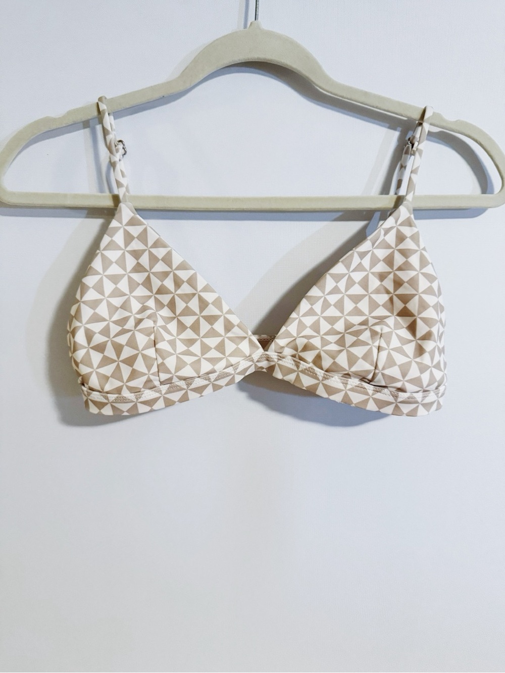 Mikoh - Tan and White Triangle Print Chiba Bikini Top